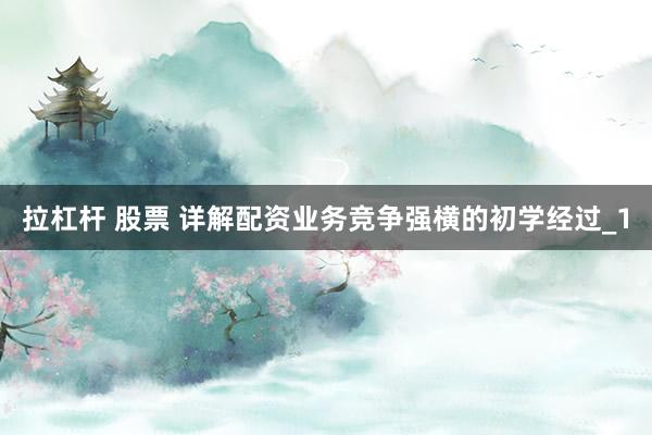 拉杠杆 股票 详解配资业务竞争强横的初学经过_1