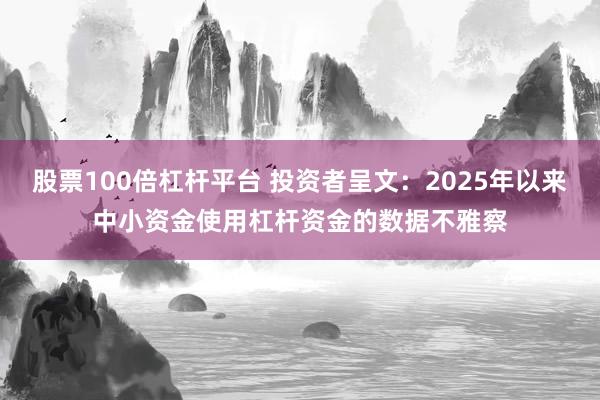 股票100倍杠杆平台 投资者呈文：2025年以来中小资金使用杠杆资金的数据不雅察